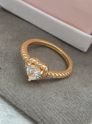 Anillo Pandora Corazón Baño Oro 14k
