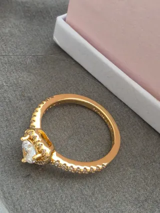 Anillo Pandora Corazón Baño Oro 14k