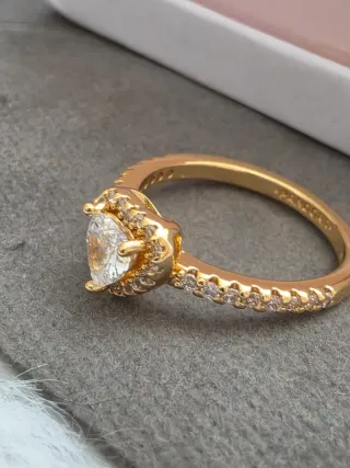 Anillo Pandora Corazón Baño Oro 14k