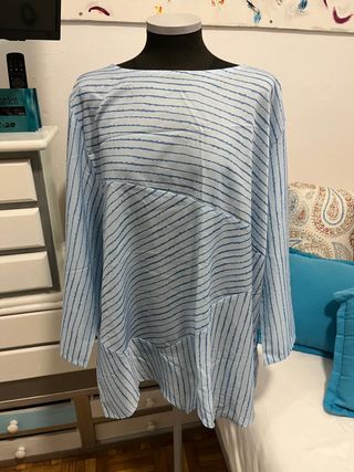 Blusón a rayas azules, 3Xl