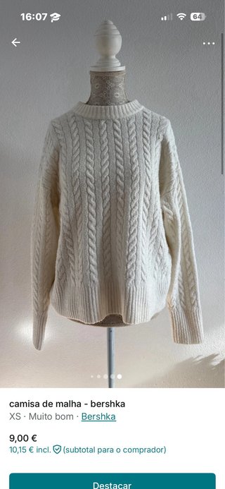 Camisola de malha Bershka branca