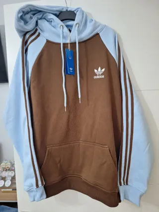 Sudadera Adidas bicolor azul y marrón