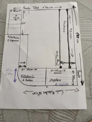 Armario esquinero madera y plástico