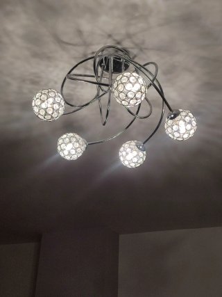 Lámpara de techo 5 bolas cristal