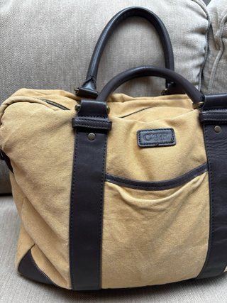 Bolso de fin de semana de lona y piel