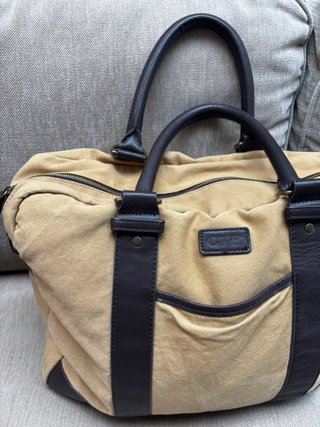 Bolso de fin de semana de lona y piel