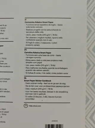 2 paquetes de cartulinas adhesivas CRICUT