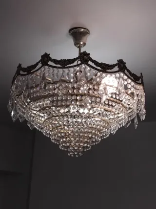 Lámpara de techo de cristal plateada