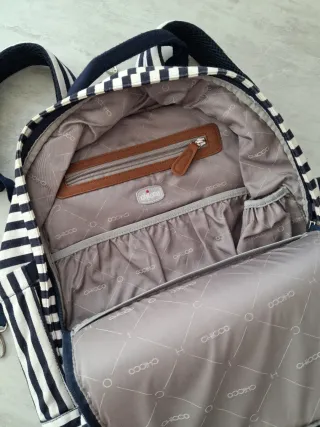 Bolso-Mochila Bebé Rayas Azul Marino, marca chico