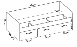 Cama individual con cajones,sin colchon