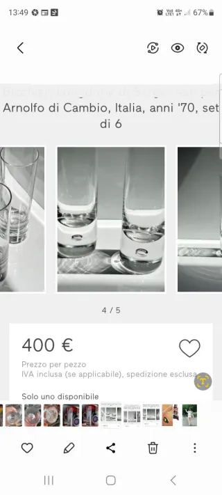 Set 6 Bicchieri Sergio Asti Space Age