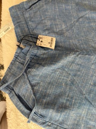 Pantalón lino Stradivarius azul nuevo