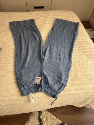 Pantalón lino Stradivarius azul nuevo