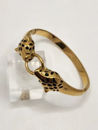 Pulsera Acero Quirúrgico Chapado Oro Leopardo
