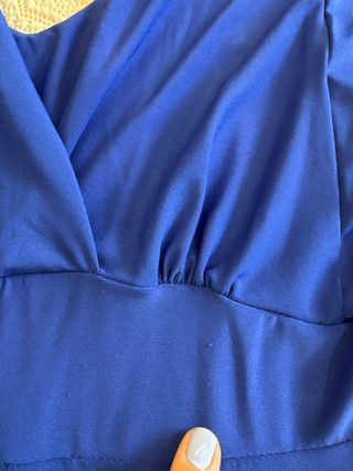 Vestido azul con torera y hombreras