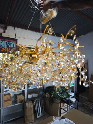 Lámpara de Lágrimas Dorada de Cristal – 60 cm
