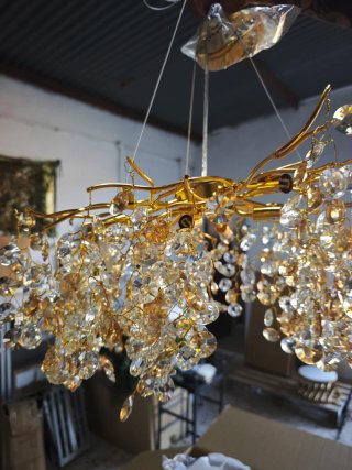 Lámpara de Lágrimas Dorada de Cristal – 60 cm