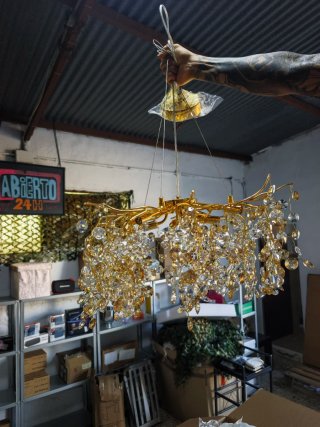 Lámpara de Lágrimas Dorada de Cristal – 60 cm