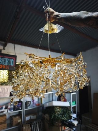 Lámpara de Lágrimas Dorada de Cristal – 60 cm