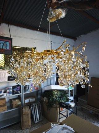 Lámpara de Lágrimas Dorada de Cristal – 60 cm