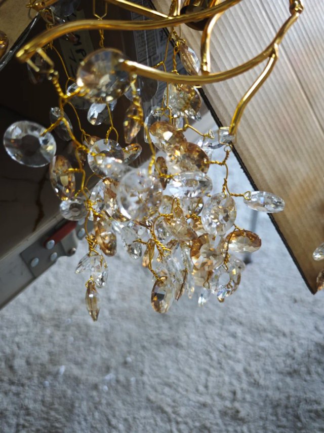 Lampada a Lacrime Dorato in Cristallo - 60 cm