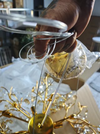 Lámpara de Lágrimas Dorada de Cristal – 60 cm