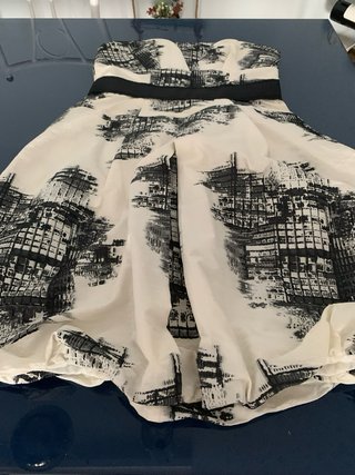 Vestido elegante estampado blanco y negro