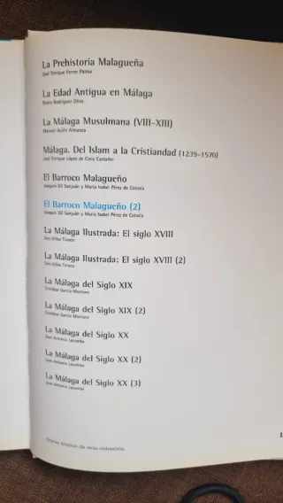 5 Libros Colección Historia de Málaga  Varios Tomo