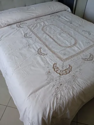 Copriletto vintage matrimoniale cotone lino