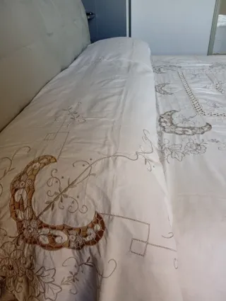 Copriletto vintage matrimoniale cotone lino
