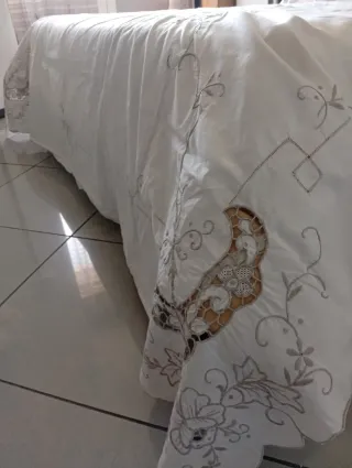 Copriletto vintage matrimoniale cotone lino