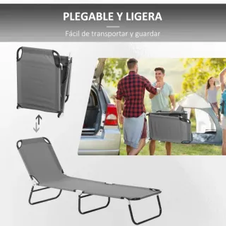 Tumbona Plegable Reclinable Gris