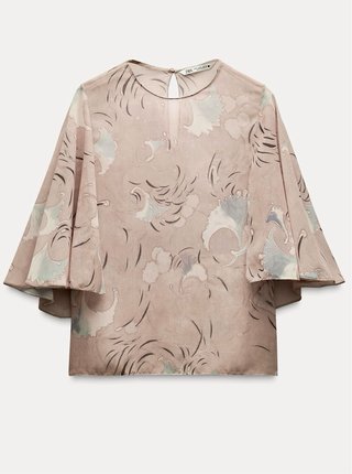 Blusa Zara Beige Estampada Talla S