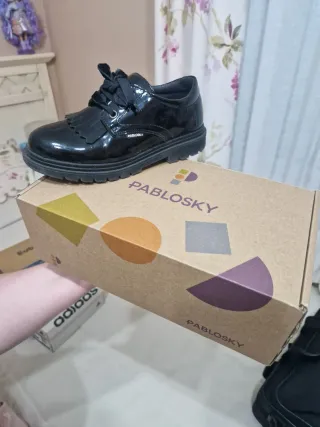 Zapatos Pablosky Uniforme Niña Negro Charol n 36