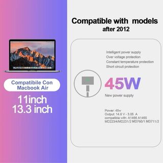 NUEVO Cargador Rápido T-Tip 45W Mac-Book Air