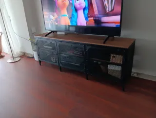 Mueble TV Ikea Fjallbo Negro/Madera