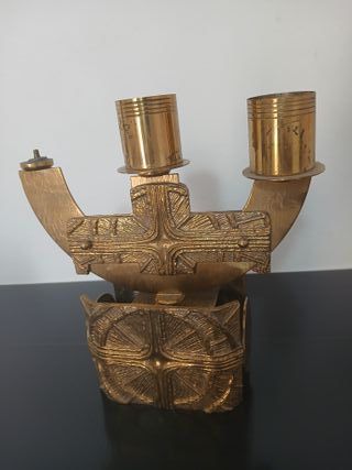 Candelabro Altare 3 Fiamme Ottone Bronzo