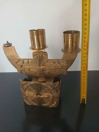 Candelabro Altare 3 Fiamme Ottone Bronzo