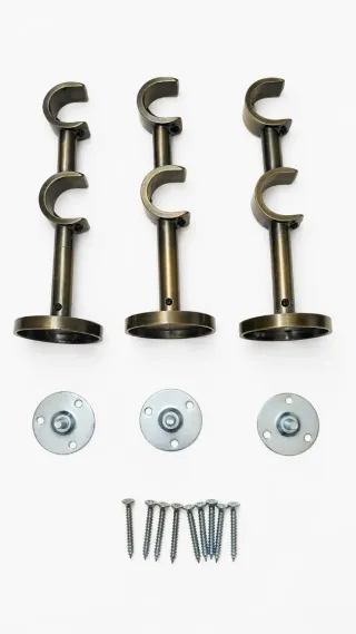 Barra doble cortina 2,5m con soportes y tornillos