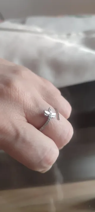 Anillo libélula ajustable plata