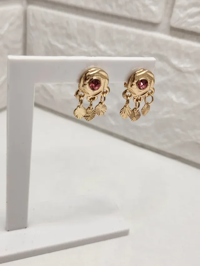 Pendientes Goldfilled Circonita Rosa Niña