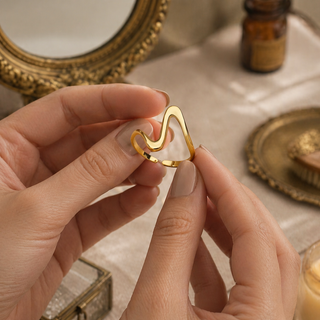 Anillo Baño Oro 14k Minimalista Ajustable