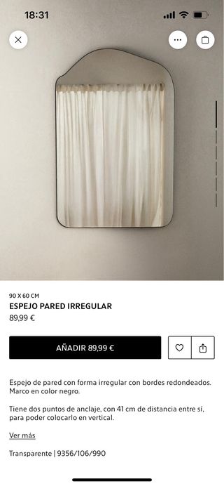 Espejo Zara Home metal negro
