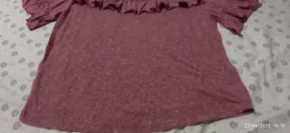 Blusa rosa jaspeada con volantes