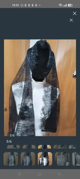 Mantilla Fallera Negra Encaje