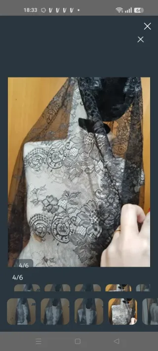 Mantilla Fallera Negra Encaje
