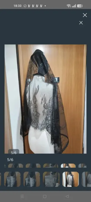 Mantilla Fallera Negra Encaje