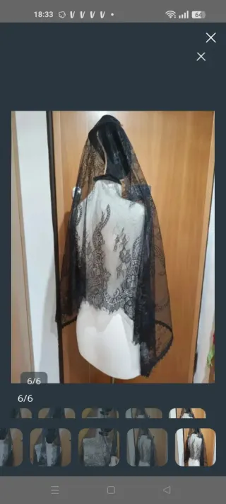 Mantilla Fallera Negra Encaje