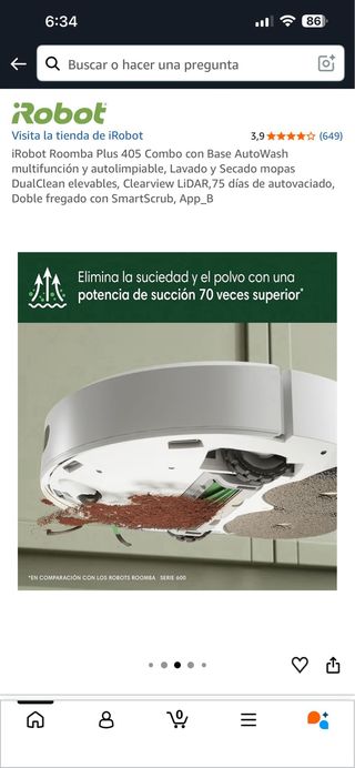 iRobot Roomba Plus 405 Combo Base AutoWash