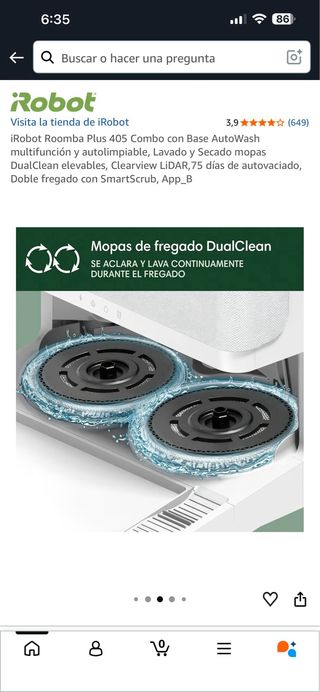 iRobot Roomba Plus 405 Combo Base AutoWash